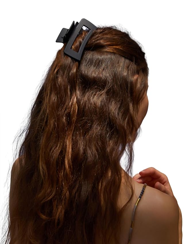 Nalodu Hair Claw Clips Large Square 4 Inch Matte No Slip Big Rectangle Jaw Clip Clamp for Thick Hair Women, 3 Pack Black