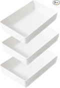 ihomecooker 3 Pack White Plastic Drawer Organizer Tray Cutlery Utensil Makeups Drawer Organizers 9" X 6"