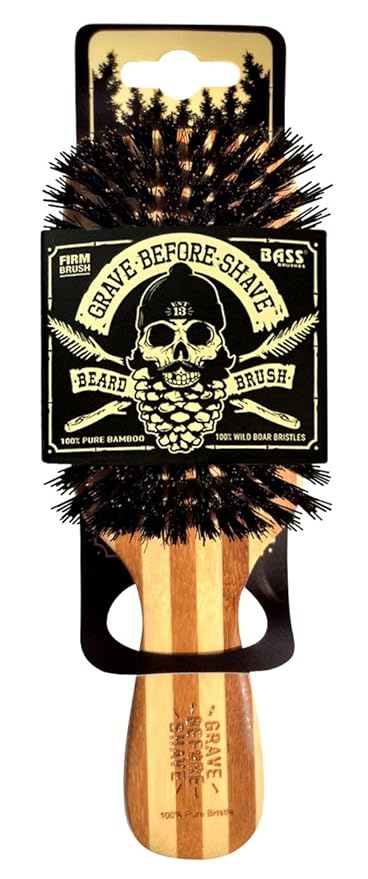 Grave Before Shave Beard Brush for Men with 100% Wild Boar Bristles and Bamboo Wood Handle