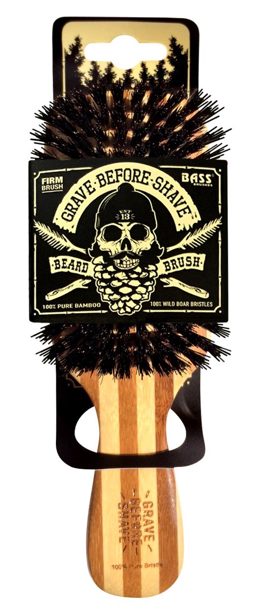 Grave Before Shave Beard Brush for Men with 100% Wild Boar Bristles and Bamboo Wood Handle