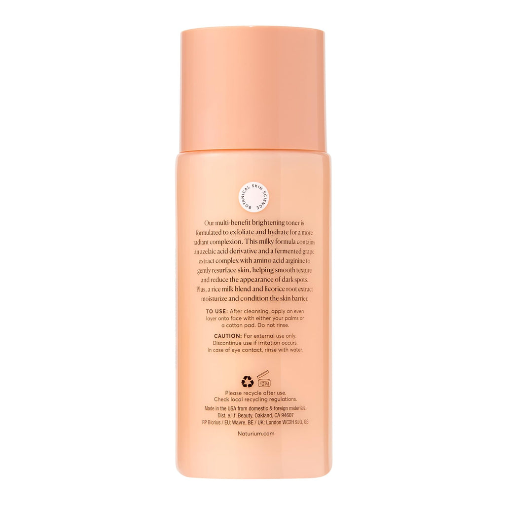 Naturium Multi-Bright Milky Toner, Exfoliating Skincare for Face with Azelaic Acid, 120 mL / 4 fl oz