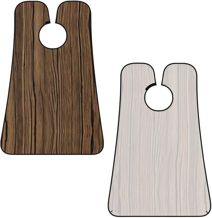 NOUZU Wood Grain Print Beard Bib Apron For Men, Beard Hair Catcher For Men Shaving Trimming,Beard Cape Cloth, Black