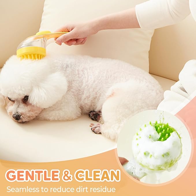 Pet Bath Brush with Shampoo Dispenser, Dog Bath Brush and Grooming Massage Brush for Dogs & Cats, Easy Dog Washing Brush for Short and Long Hair, Coarse and Fine Teeth 2pcs (Green)