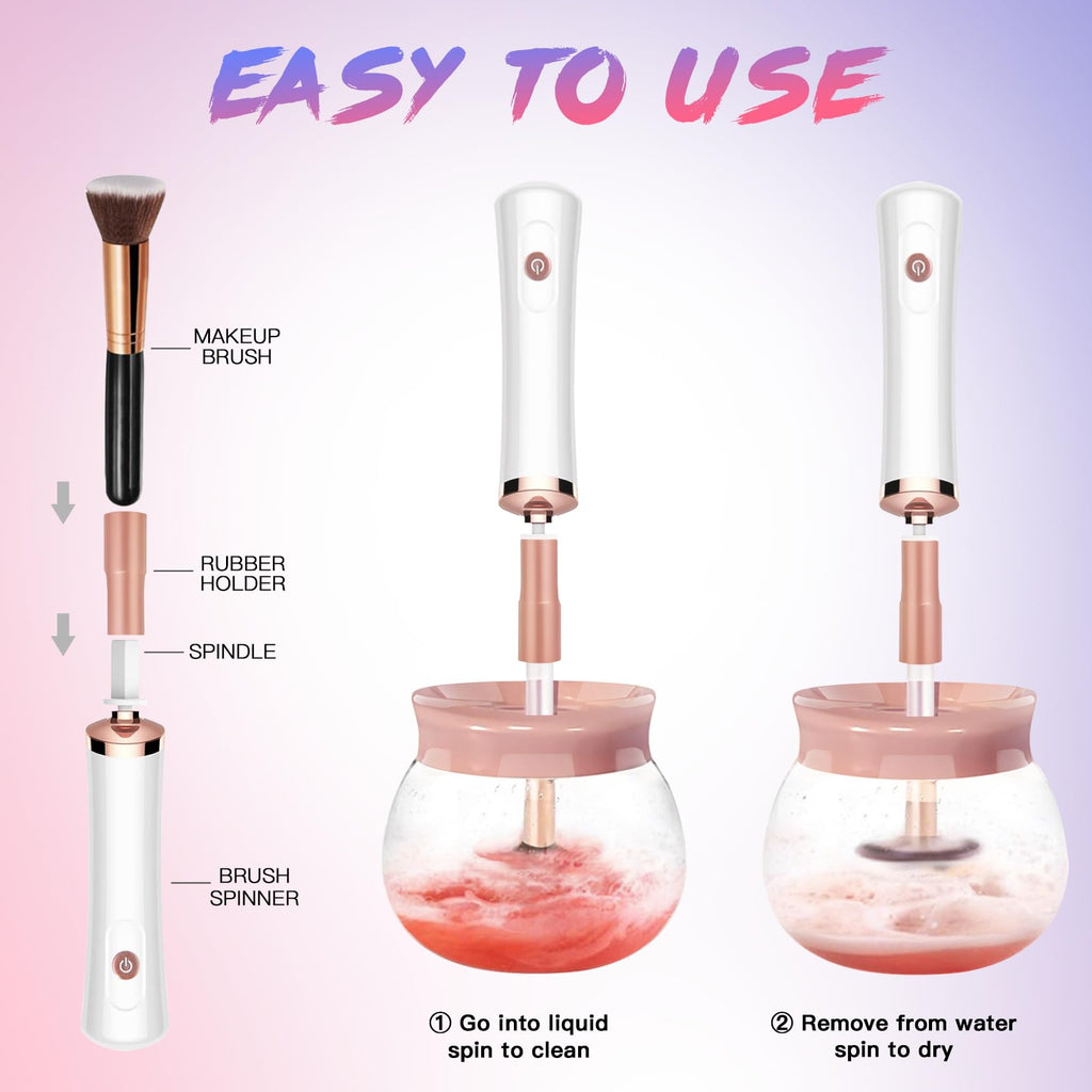 Makeup Brush Cleaner Machine - Super Fast Makeup Brush Cleaner and Dryer - Automatic Brush Cleaner Tool Suit for Most Makeup Brush Sizes