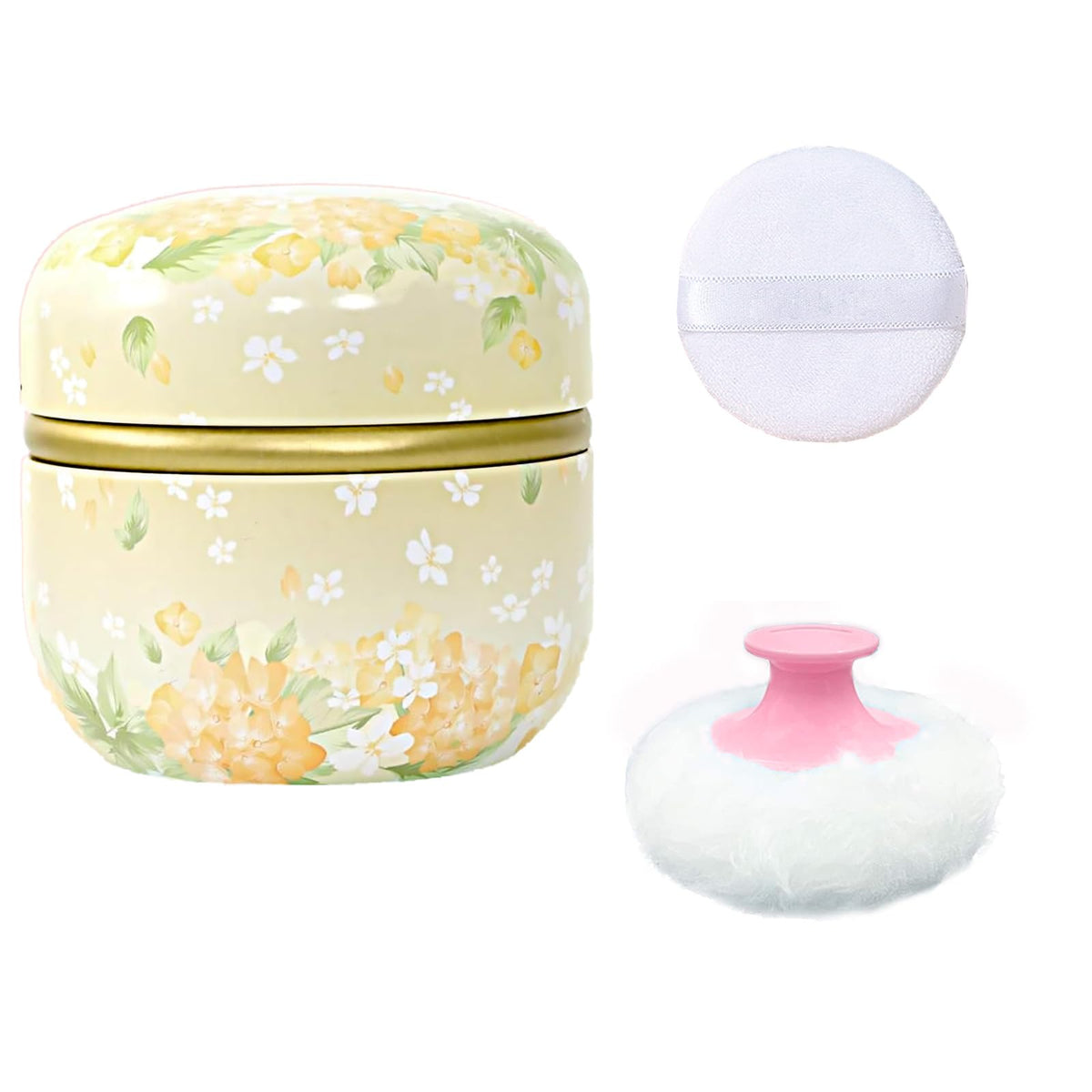 Qopoto Body Powder Puff and Container for Dusting Powder, Women Powder Puff and Powder Case for Bath and Travel (Sakura)