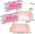 SAFIGLE 4pcs Mini Lash Storage Case Set with Retractable Handle, Waterproof Portable Makeup Organizer for False Eyelashes, Compact Travel Cosmetic Container in Pink and Rose Red