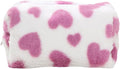 HABUAETY Makeup Bag Small Cosmetic Bags for Purse Women Girls Plush Simple Heart Make Up Pouch