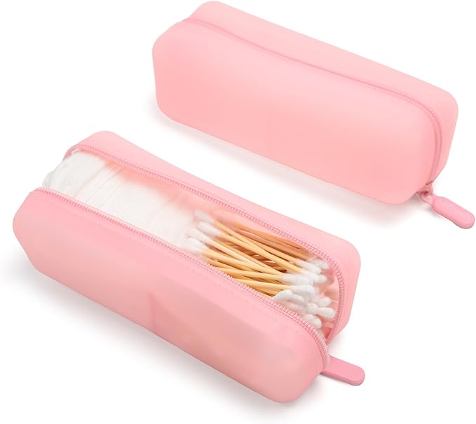 Cotton Pad Swab Travel Case, 2-in-1 Waterproof Organizer, VISFRESH (Pink)