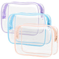 PACKISM TSA Approved Toiletry Bag 3 Medium - Quart Size Clear Makeup Bag for Carry On, Airport Security Compliant Clear Travel bag for Toiletries with Reinforced Seams, Blue Purple Pink