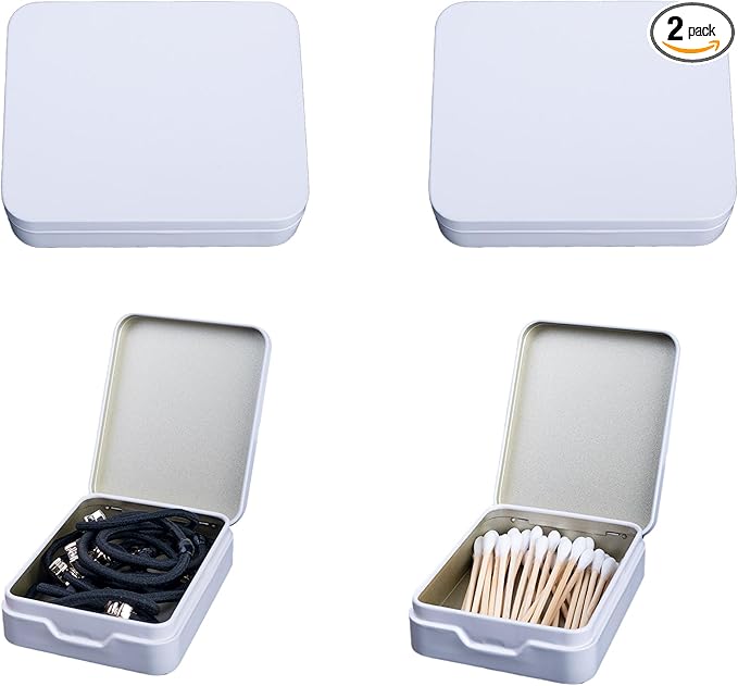 LIGHUFEIC 2Pcs Portable Travel Cotton Pad Holder,Bathroom Vanity Organizer for Cotton Balls, Swabs, Floss - Dispenser for Cosmetic Sponge(White)