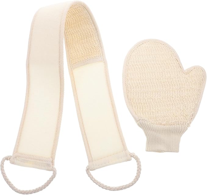 VICASKY Cotton Bath Gloves Back Scrubber Straps Exfoliating Gloves for Shower Women Men Body Cleaning Tool for Home and Travel