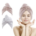 M-bestl 2 Pack Hair Towel Wrap,Rapid Carbon Fiber Hair Drying Towel with Buttons, Microfiber Hair Towel for Drying Curly Hair,Anti-frizz (Star Gray&Star Pink)
