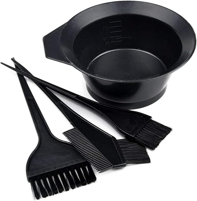 Hair Dye Color Brush and Bowl Set, 4Pcs Bowl Brushes Tool Mixing Bowls Kit Tint Comb for Hair Tint Dying Coloring Applicator，Bowls and Brush Hairs Dyeing DIY Hairdressing Tool for Salon and Home