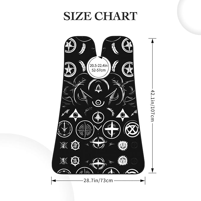NOUZU Supernatural Symbols Black Print Beard Bib Apron For Men, Beard Hair Catcher For Men Shaving Trimming,Beard Cape Cloth