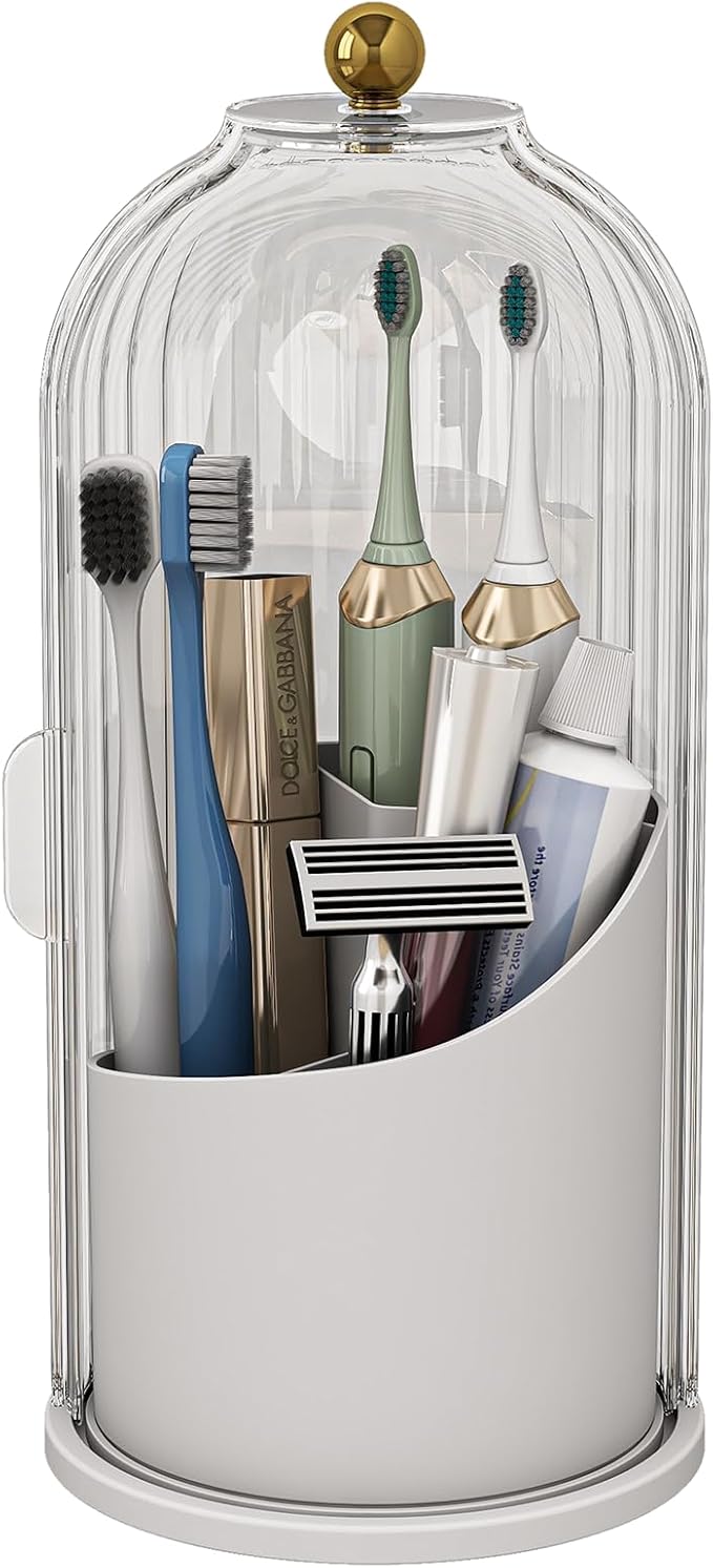 Zufudo Toothbrush and Toothpaste Holders with Cover, Transparent
