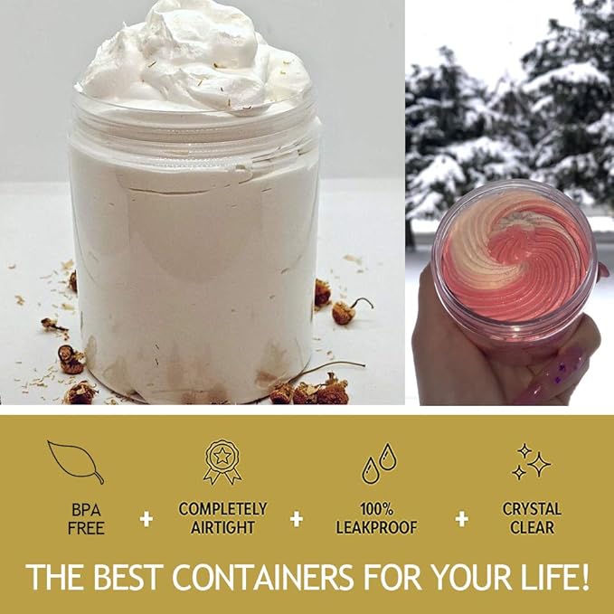 8oz Plastic Jars with Lids 8 oz Plastic Containers with Lids + 20g Sample Containers (Set of 24) Airtight Container for Lip Scrub, Body Butters, Cream, Slime, Craft Storage