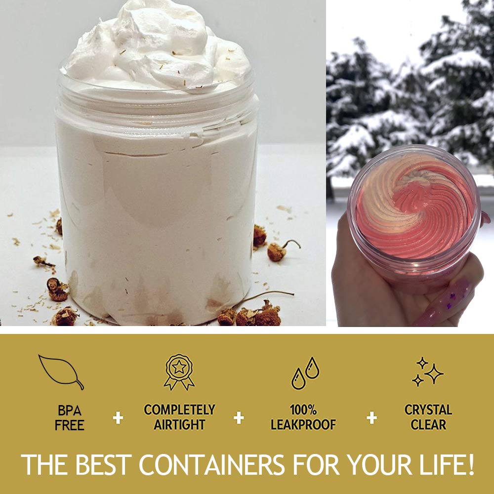 8oz Slime Containers with Lids 8 oz Plastic Jars with White Lids + 20g Sample Jars (Set of 24) Airtight Container for Lip Scrub, Body Butters, Cream, Slime, Craft Storage
