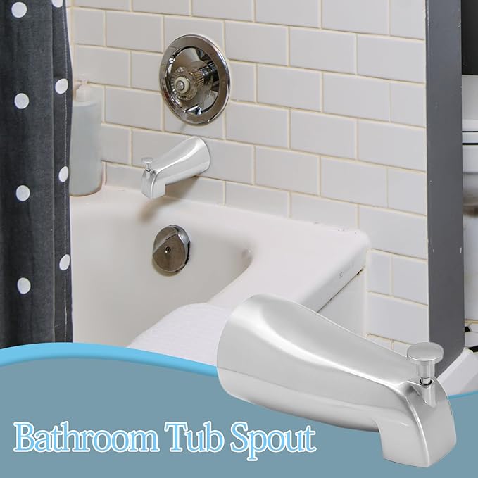 Luomorgo 1 Pc Bath Tub Spout with Diverter, Chrome Tub Spout Universal Fits 1/2" Copper Water Pipe, Bathroom Shower Bathtub Faucet Spout with Hex Wrench, Thread Tape