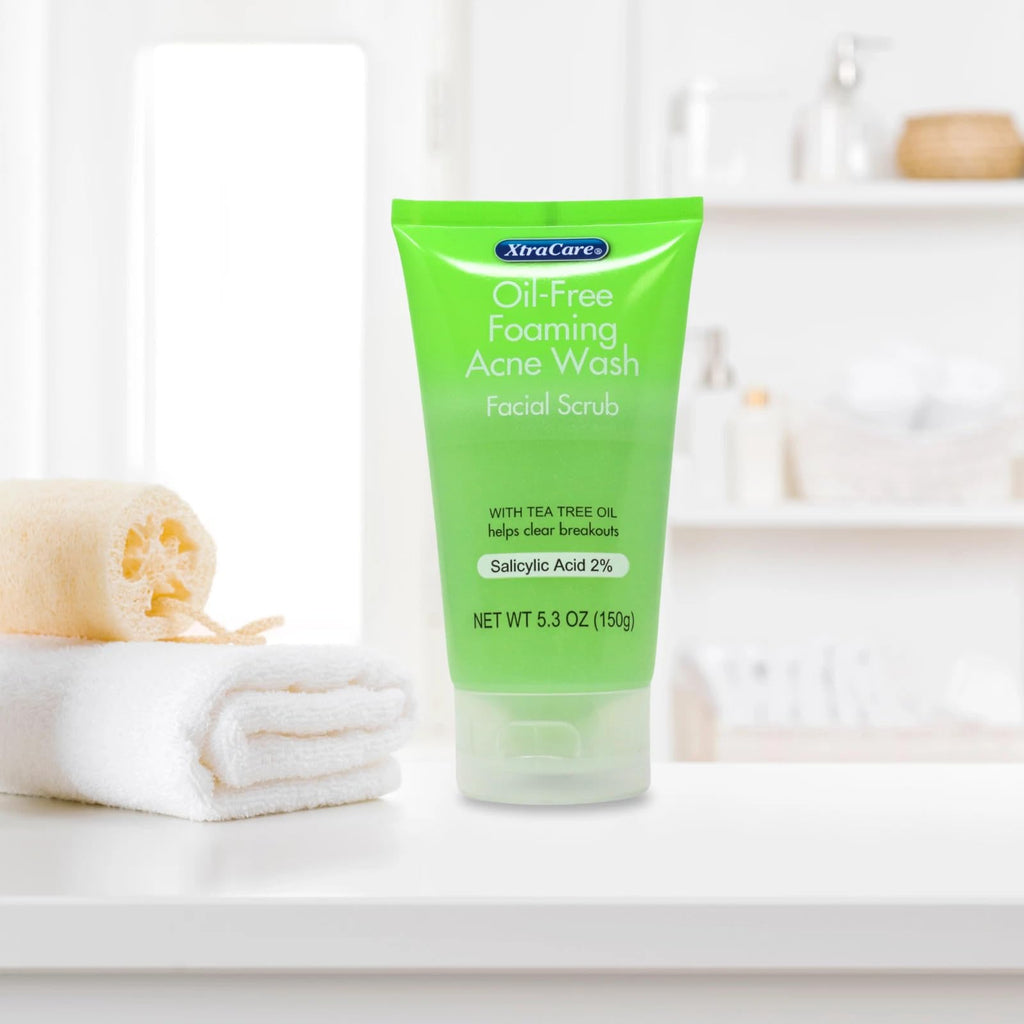 XtraCare OIL FREE FOAMING ACNE WASH Facial Scrub 5.3 oz. with Tea Tree Oil (Pack of 2)