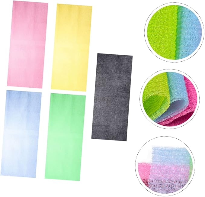 FRCOLOR 5pcs Back Scrubber Exfoliating Body Washer Strap for Cleaning for Shower and Bath Use Promotes Skin Health and Circulation Random Color