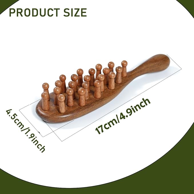 iunxkmi Wooden Scalp Massage Comb - Sandalwood Head Massager Tool, Gua Sha Brush for Women Men Hair Growth