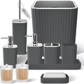 XLHOMO Bathroom Accessory Set - 25PC Green Bathroom Sets, Bathroom Set with Shower Curtain and Rugs, Dark Green Shower Curtain Set, Trash Can, Qtip Holder & Soap Dispenser