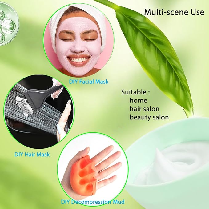 6 Pack Silicone Face Mask Mixing Bowls - Microwave & Freezer Safe, Non-Stick Esthetician Bowls for DIY Skincare, Clay Masks, Hair Color, 3.3-inch Esthetician Supplies(Green-6Pcs)
