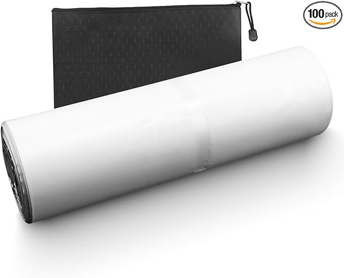 White Adult Diaper Disposal Bags, 9.84 x 13.78inches Opaque Disposable Bags for Incontinence Underwear and Adult Diapers - Pack of 100 (with Storage Bag)