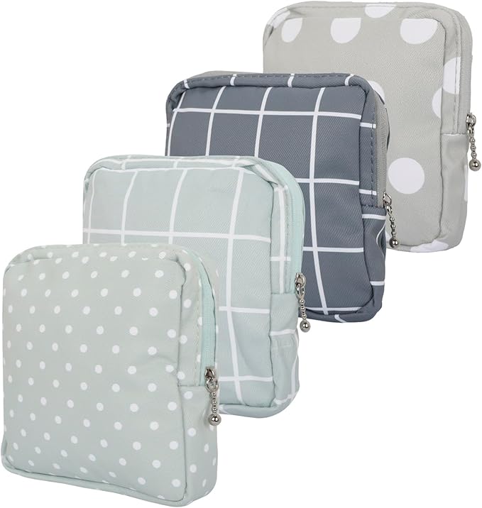 4pcs Sanitary Napkin Storage Bag, Portable Reusable Menstrual Pads Bags for Women, Tampon Holder Pouch, Feminine Hygiene Organizer