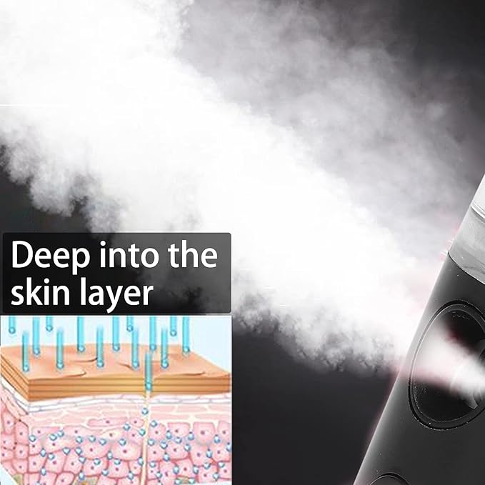 Nano Facial Mister, Mini Facial Steamer Face Humidifier Portable Sprayer, Handheld Face Mist Sprayer Rechargeable Moisturizing Hydrating Face Humidifier Sprayer (Black)