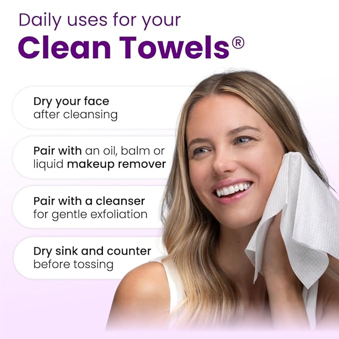 Clean Skin Club Healthy Aging Clean Towels® XL, Travel Pack, Smooths Fine Lines Wrinkles & Texture, Disposable Face Towels, Anti-Aging Dry Wipes, TSA-Approved Travel Essential, 10 Ct
