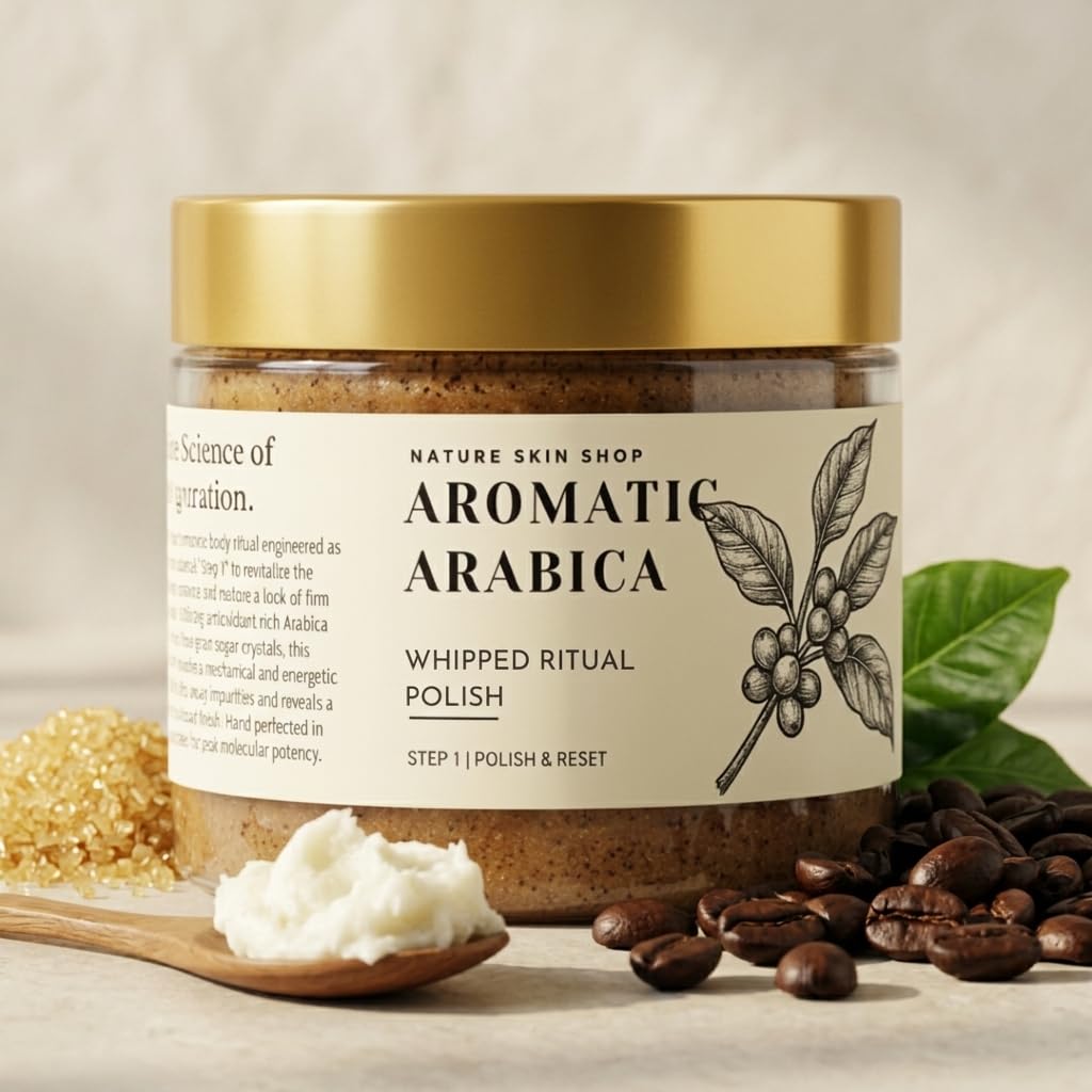 Nature Skin Shop Aromatic Coffee Whipped Sugar Scrub, 8oz Foaming Body Polish for Exfoliating & Energizing Skin, with Natural Coffee Grounds