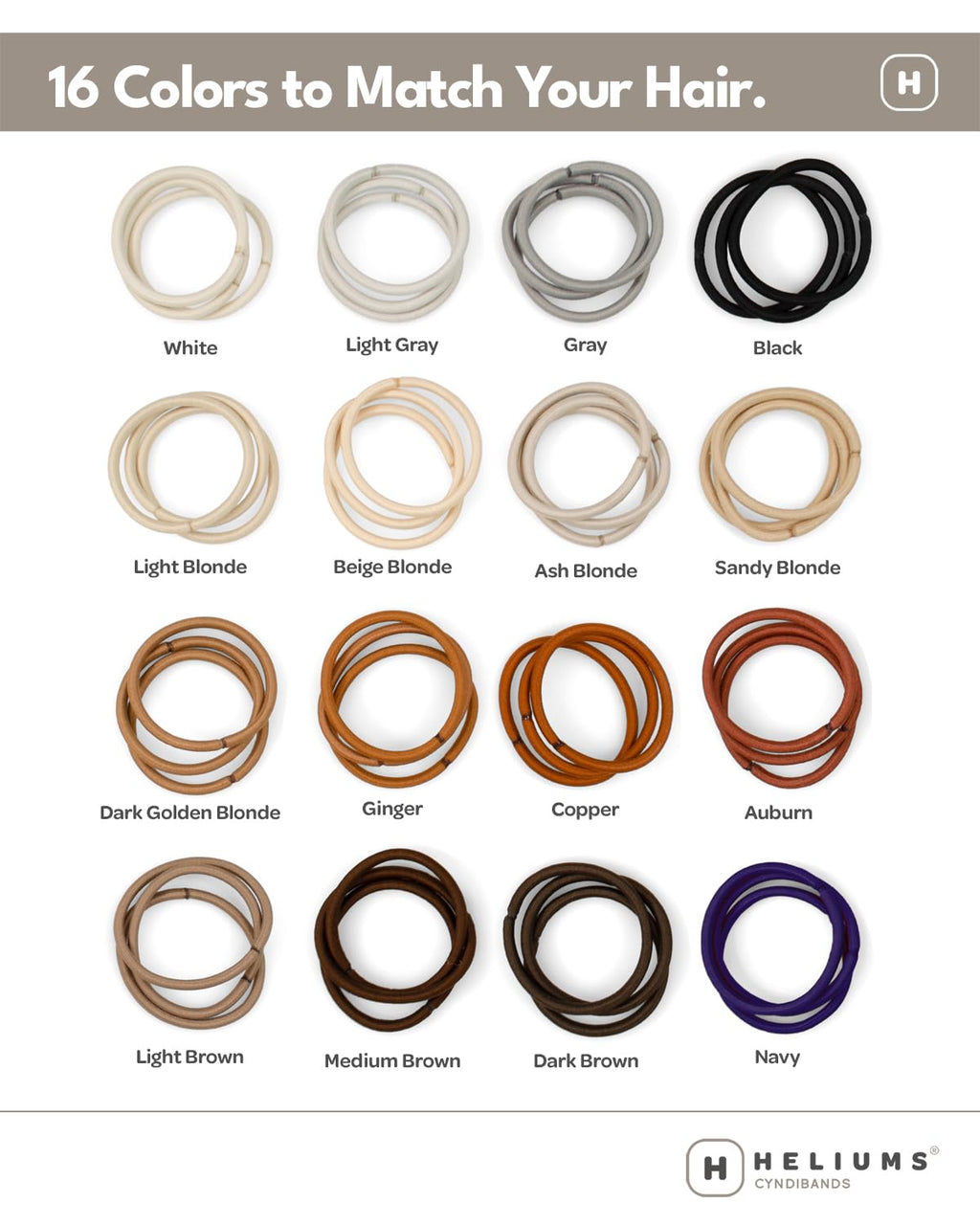 Cyndibands Elastic Hair Ties – Dark Brown - No Damage 4mm Ponytail Holders for Women & Kids, 24-Pack Hair Elastics in Neutral Colors