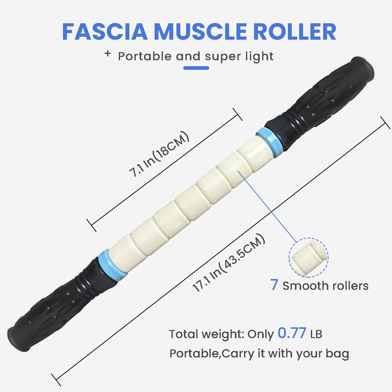 Muscle Roller Stick Ctwctr Massage Roller for Lymphatic Drainage, Cellulite Massager, Leg Massager for Circulation and Pain Relief, Deep Tissue & Trigger Point Massage