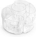 Masirs Small 360 Rotating Makeup Organizer - Mini Yet Spacious Cosmetic Storage Solution with Multiple Compartments - The Perfect Spinning Make-Up Caddy for Vanity or Bathroom Counter (Round - Clear)