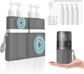 TechoEcho 4 in 1 Travel Toiletry Containers,TSA Approved Refillable Travel Size Toiletries Bottles Set with Suction Cup for Smooth Walls - for Shampoo,Conditioner,Body Wash,Lotion.(Grey)