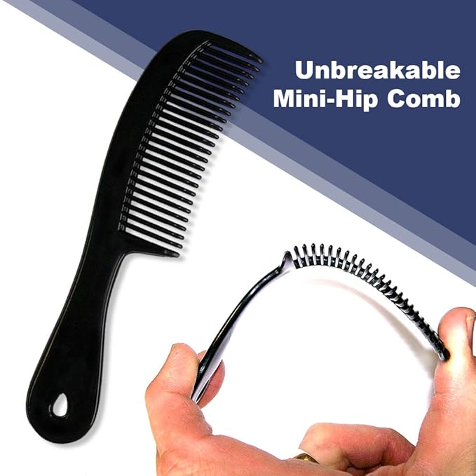 Men's Hair Comb with Handle, 6 Inch Plastic Flexible Pocket Combs for Men, Black Fine Tooth Styling Comb Set for Everyday Grooming, Travel, Beard & Mustache, 6 Pack