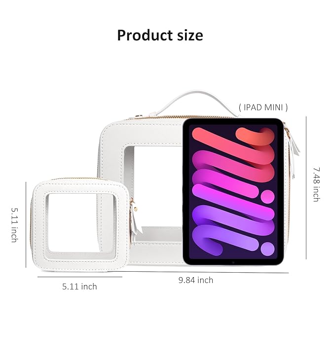 LETGO 2 Pack Clear Sunscreen Bag for Beach, Large & Mini Waterproof PU TSA Approved Cosmetic Pouches,Portable Beach Vacation Makeup Organizer Set,See Through Skincare Sunscreen Bags for Women