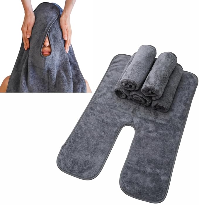 Marmaris Co. Set of 6 U-Shaped Esthetician Towels – Soft Microfiber Facial & Massage Towels, Spa & Salon Essentials for Facials, Skincare, and Massage Treatments