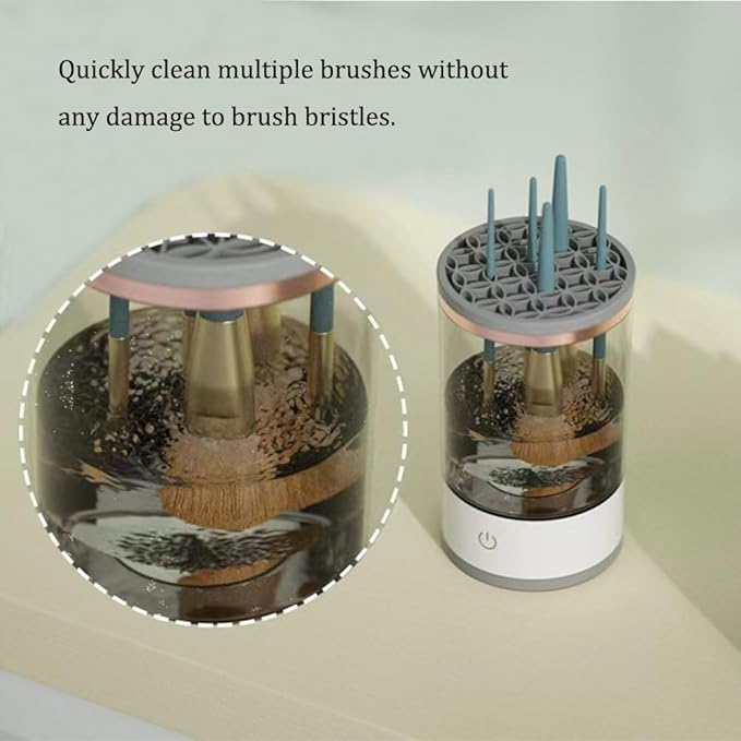Ipalmay Makeup Brush Cleaner - Electric Makeup Brush Cleaning Machine, Automatic Cosmetics Brush Cleaning Tool & Dryer, Dust-proof Beauty Brushes Organizer, Multi-functional Gift for Women Mom Wife