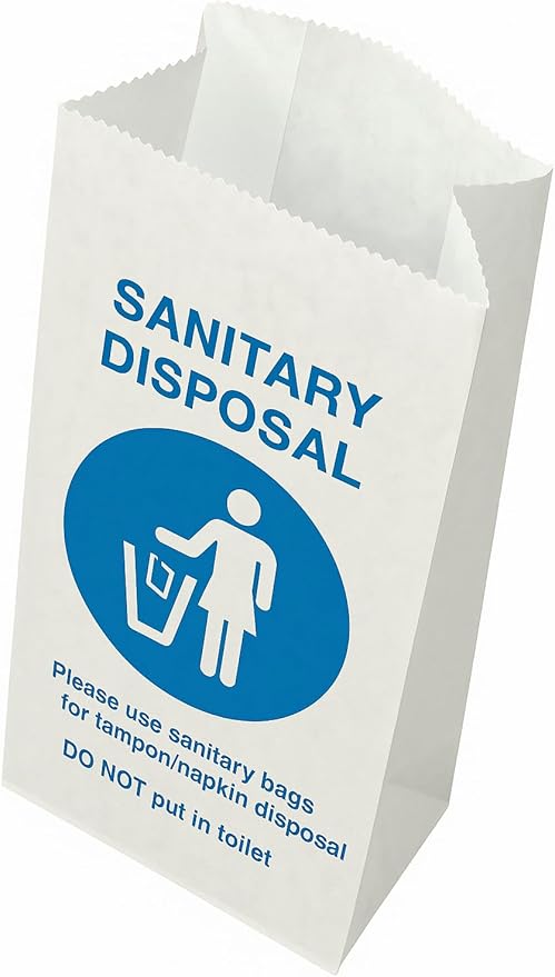 Bulk Restroom Supplies - Sanitary Disposal Bags for Feminine Products, 1000 Count, 4x2x9 Inches, Discreet Tampon Napkin Disposal with Odor Control, Commercial Bathroom Hygiene