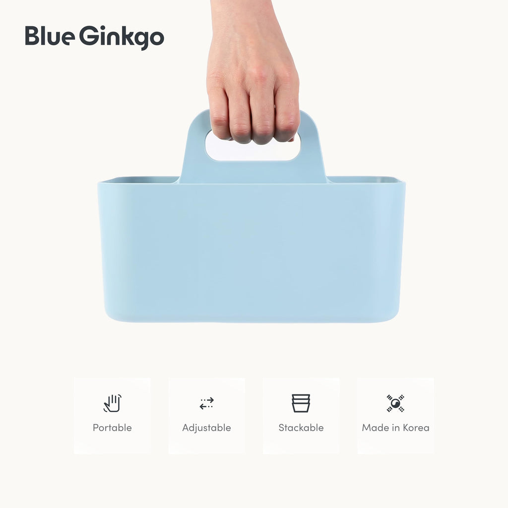 BLUE GINKGO Stackable Organizer Caddy, Rectangle, Blue, Made in Korea