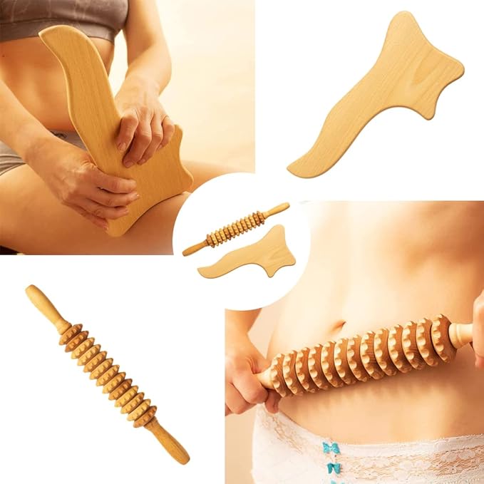 Mr. Woodware Neck Massager Roller Stick and Gua Sha - Wooden Foam Roller Massage Tools for Relaxation, Pain Relief, and Improved Circulation - Ideal for Back, Shoulder, and Neck Therapy