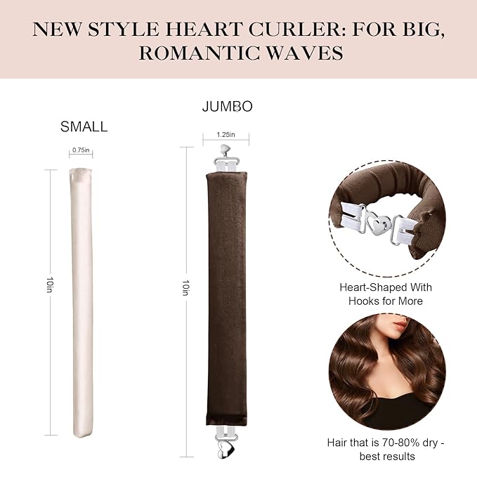 Heatless Curls Overnight Set for Natural Hair, Comfortable Easy-Lock Rollers, Heat-Free Hair Curlers for Long Textured Hair
