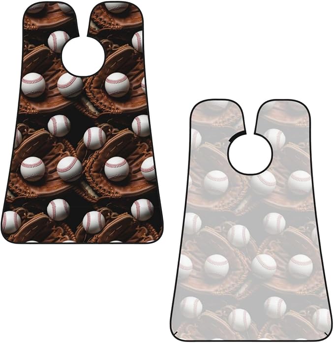 Waterproof Beard Grooming Bib, Old School Baseball Gloves Balls Shave Bib, Non-Stick Hair Catcher for Shaving Trimming, Apron Essential for Men Dad