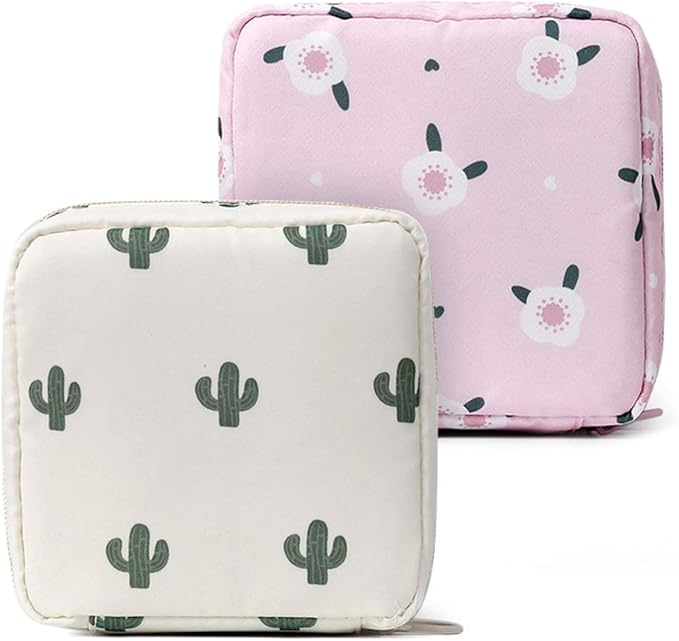 Tuciyke Sanitary Napkin Storage Bag,Menstrual Cup Pouch,Nylon Portable Sanitary Napkin Pads Storage Bags Feminine Menstruation First Period Bag for Teen Girls Women Ladies(2 Pack)