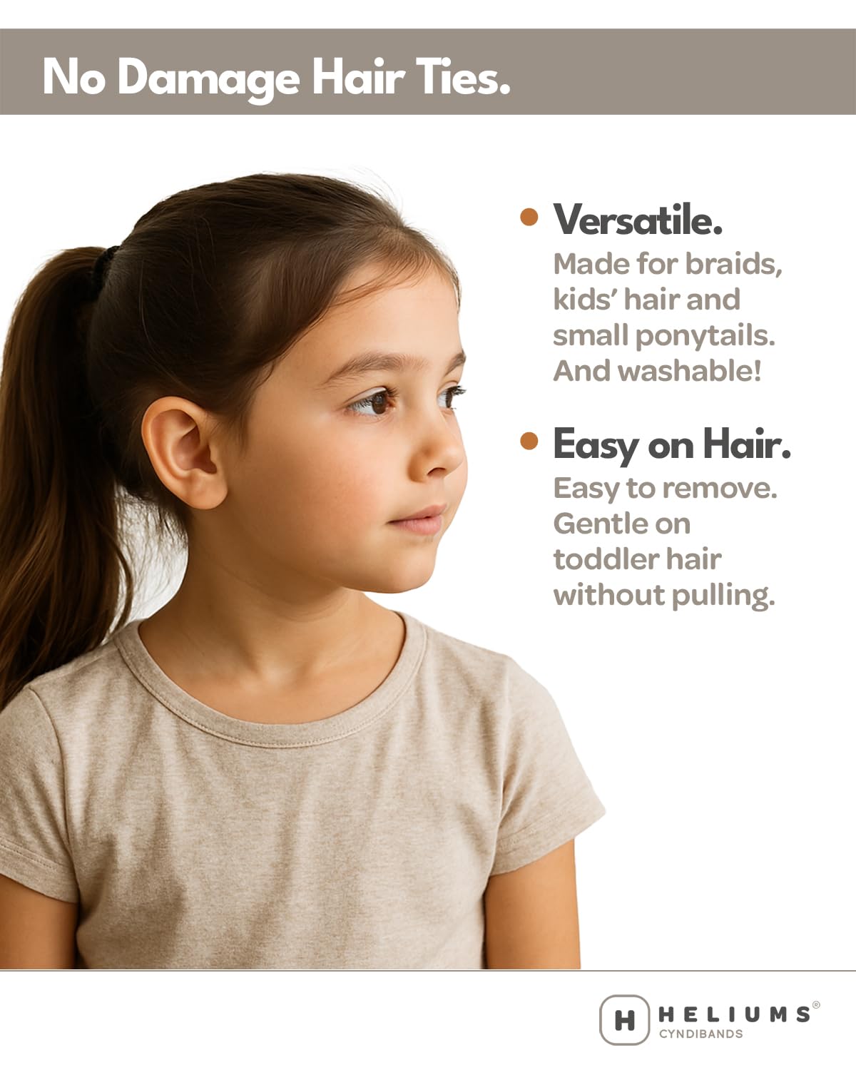 Heliums Extra Small Hair Ties No Damage - Dark Brown - Mini 0.7 Inch Tiny Soft Seamless Hair Bands for Toddlers, Braids, Kids Ponytails- 40 Count