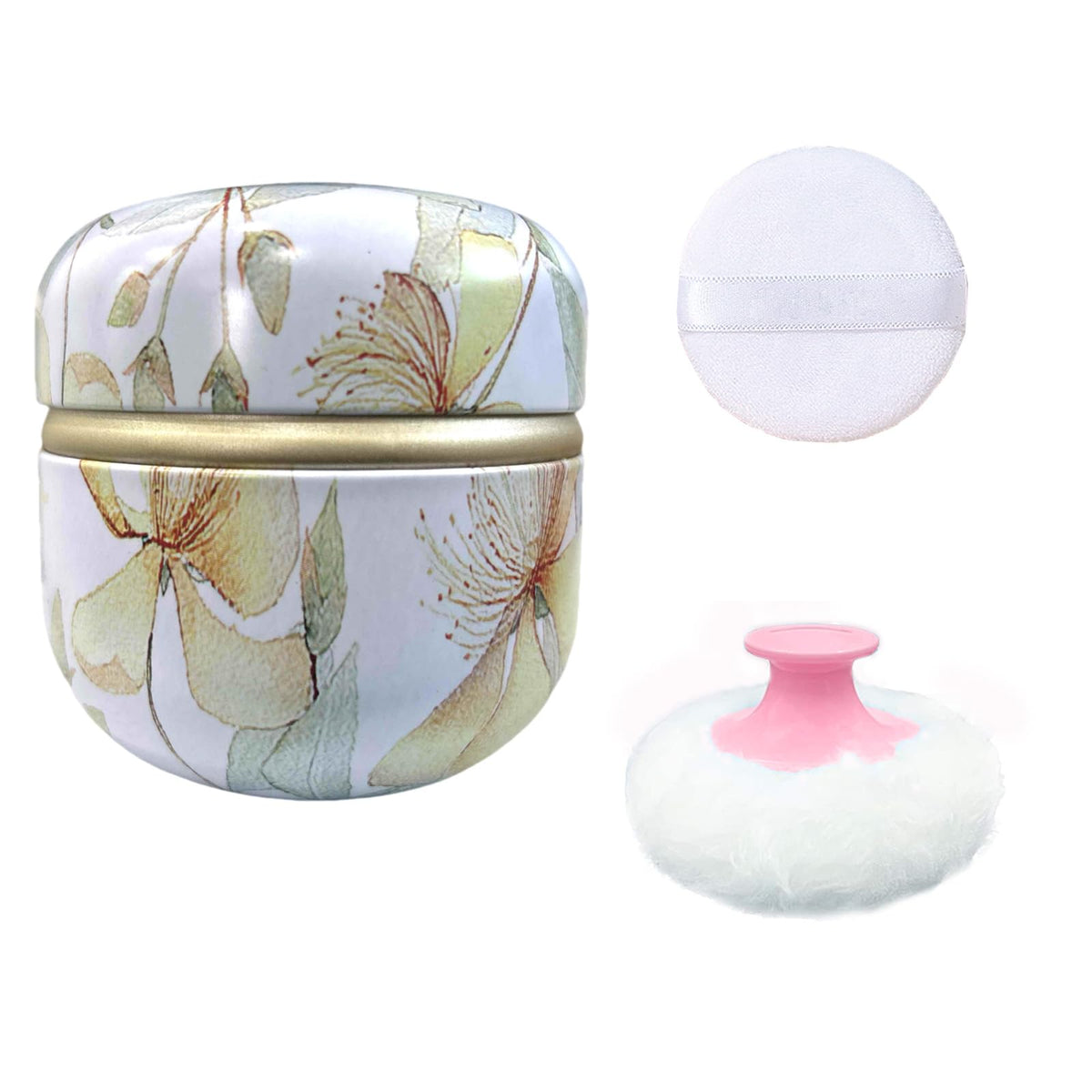 Qopoto Body Powder Puff and Container for Dusting Powder, Women Powder Puff and Powder Case for Bath and Travel (Sakura)