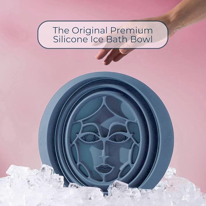Icy-Mojo Facial Cold Plunge™ | Collapsible Silicone Ice Facial Bowl with Built-in Ice Tray | Portable Face Ice Bath for Skin Tightening, Puffiness, Acne Relief & Glow (Soft Pink) (Baby Ice)