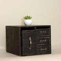 Juleduo Rustic Beauty Organizer 4 Drawers - kitchen storage Wooden Cosmetic Storage Box for Neat & Home Office Desk &Organize &Storing of Makeup Tools,Bathroom Counter-top(Black, L)